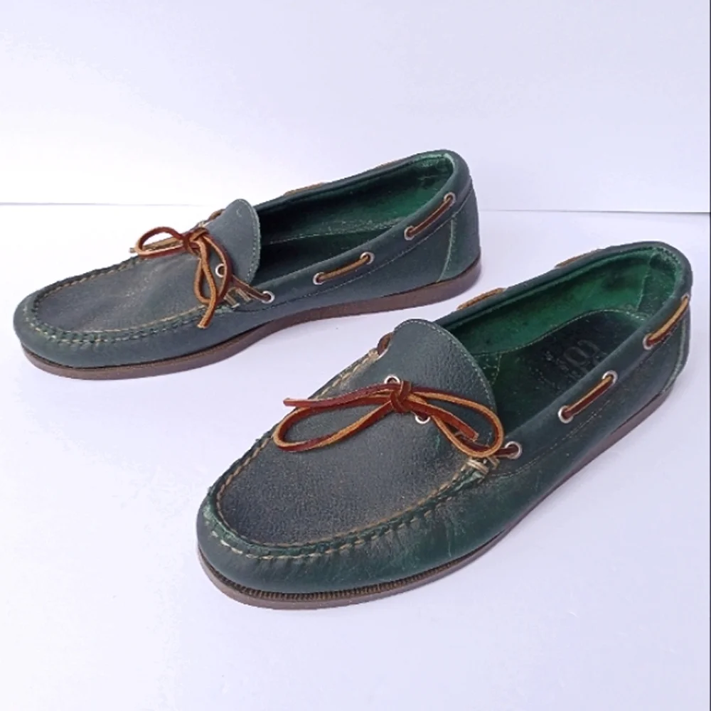 Allen Edmonds Green Northland Classic Green Leather Boat Shoes